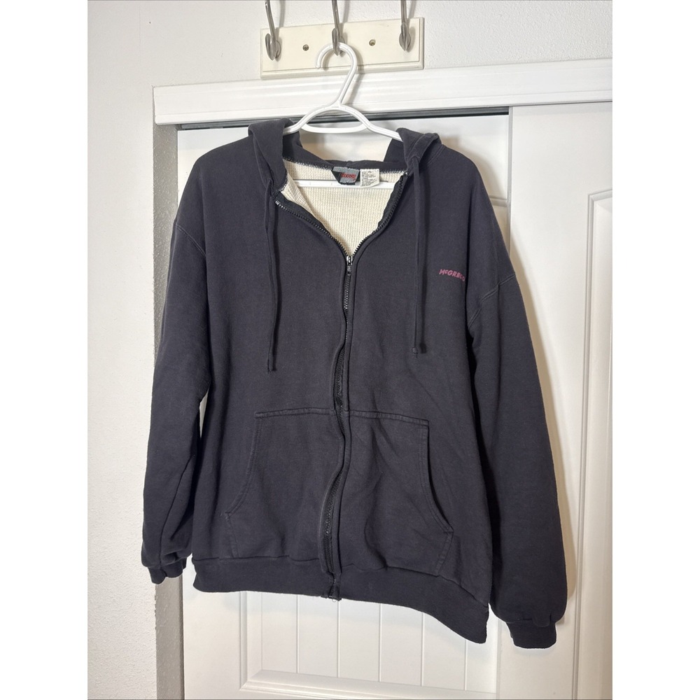 VTG McGregor Thermal Lined Waffle Zip Hoodie Jacket Heavy XL Drawstring